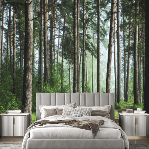 Immersive 3D Green Forest Nature Panorama Mural