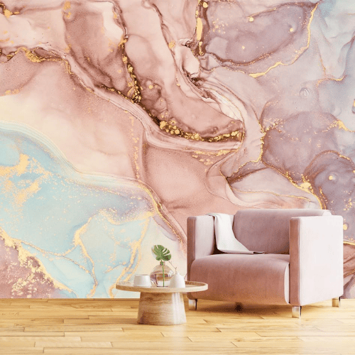 Abstract Pink Marble Wall Mural