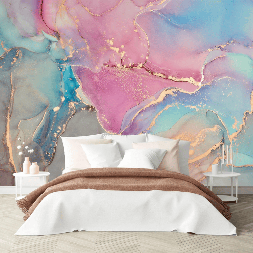 Abstract Pink Marble Wall Mural