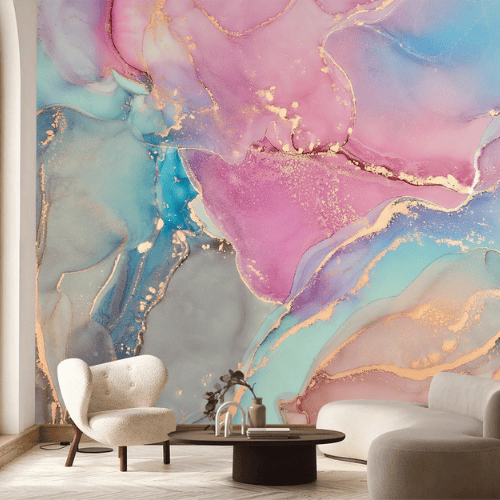 Abstract Pink Marble Wall Mural