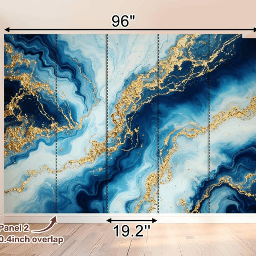 Abstract Blue & Gold Marble Wall Mural