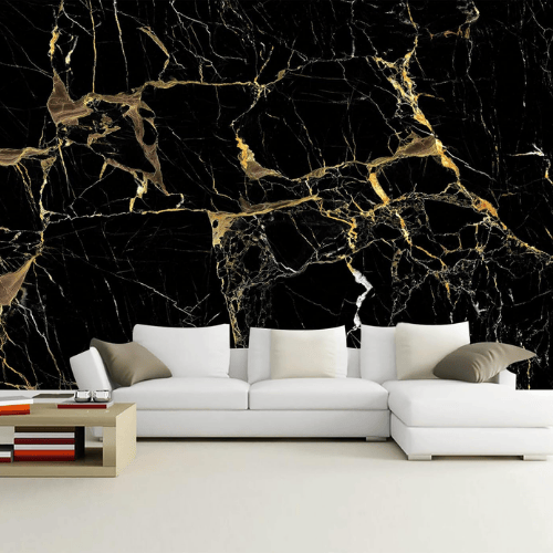 Abstract Black & Gold Marble Wall Mural