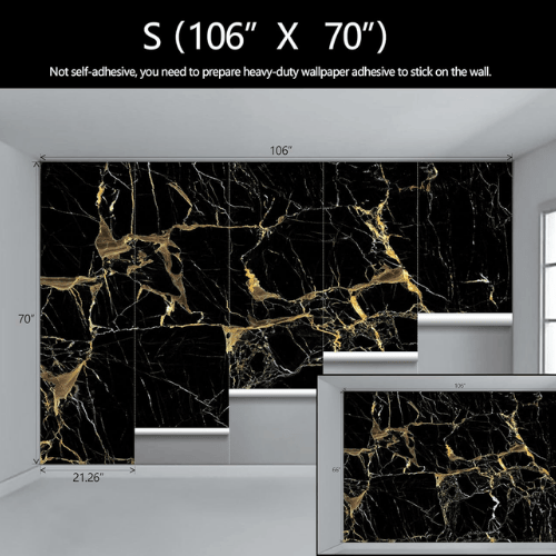 Abstract Black & Gold Marble Wall Mural