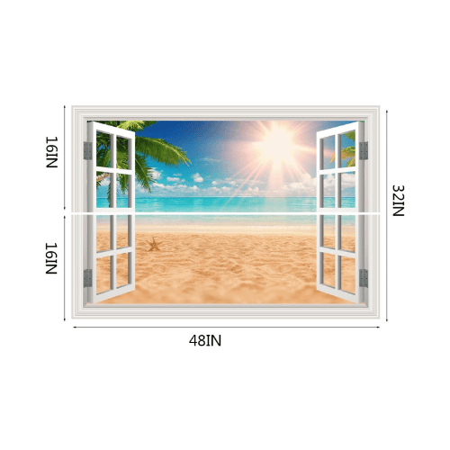 Fake Window Summer Mountain & Lake Scenery Wall Mural