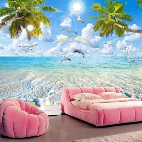 Vibee House Tropical Coconut Tree & Sea View Wall Mural