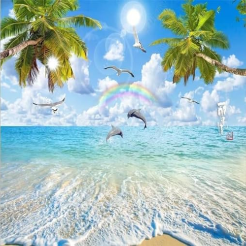 Vibee House Tropical Coconut Tree & Sea View Wall Mural