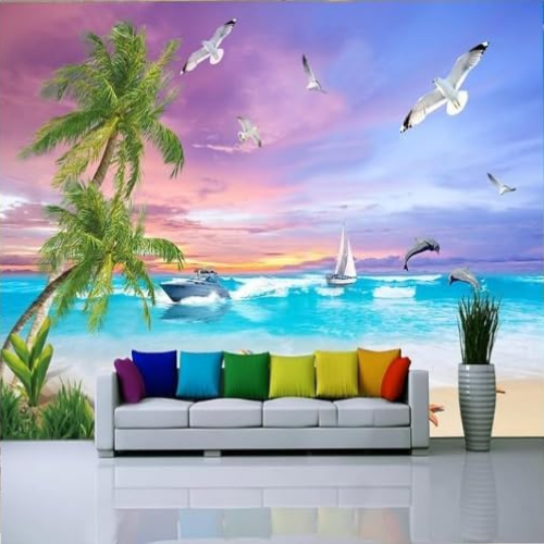 Vibee House Tropical Coconut Tree & Sea View Wall Mural