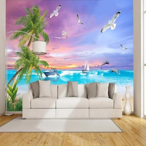Vibee House Tropical Coconut Tree & Sea View Wall Mural