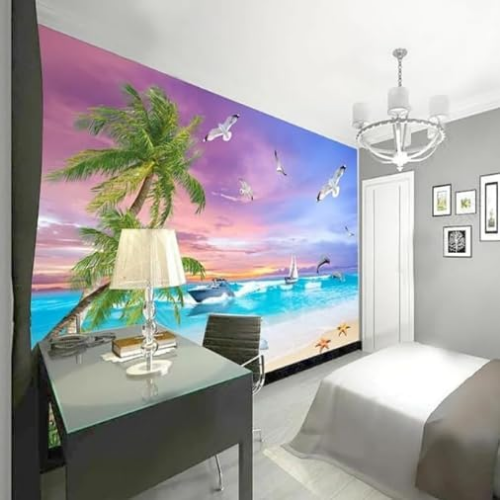 Vibee House Tropical Coconut Tree & Sea View Wall Mural