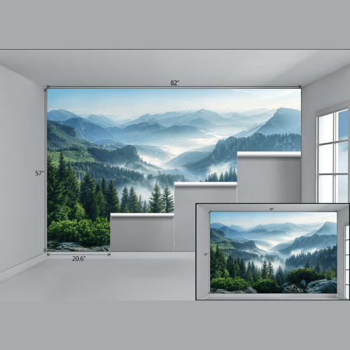 Vintage Foggy Mountain Scenery Self-Adhesive Wall Mural