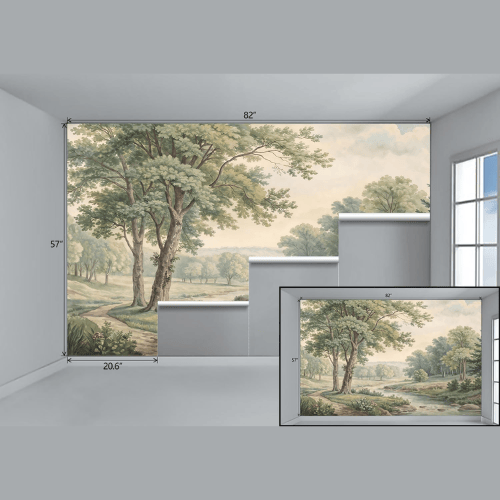 Vintage Foggy Mountain Scenery Self-Adhesive Wall Mural