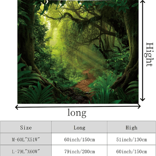 Green Forest Tree Cave Wall Tapestry – Nature Landscape Mural Backdrop